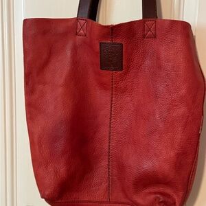 Stylish Red Leather Tote Bag